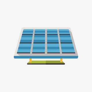 蓝色手绘发电光伏板免抠