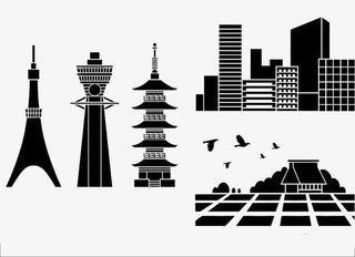 欧美地标建筑剪影免抠