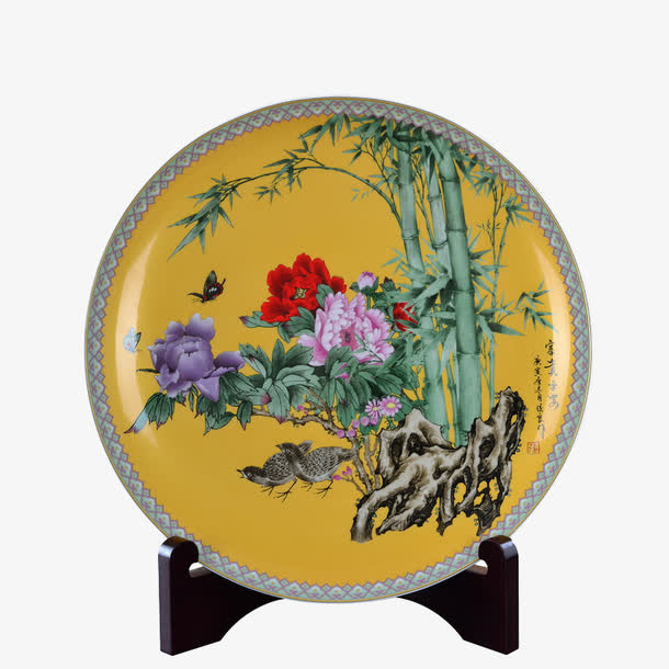 圆盘瓷瓶彩釉免抠