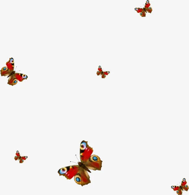 中国风花纹漂浮蝴蝶免抠
