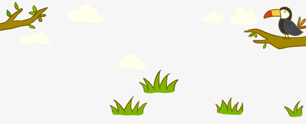 卡通小草树枝矢量图免抠