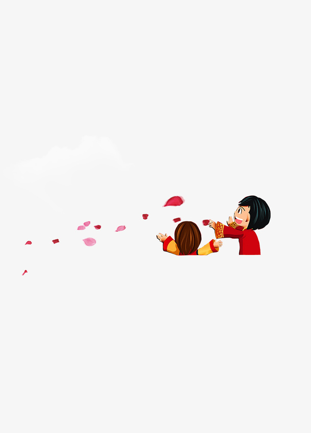 年欢乐元旦小孩花瓣迎接免抠