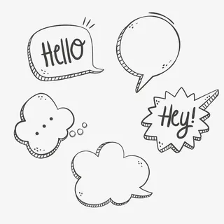 五款手绘对话框气泡标签矢量背景免抠