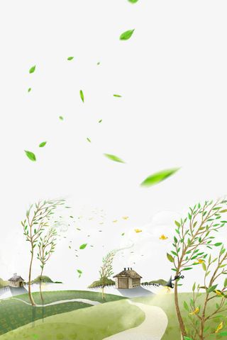 小清新唯美春季踏青旅行背景免抠