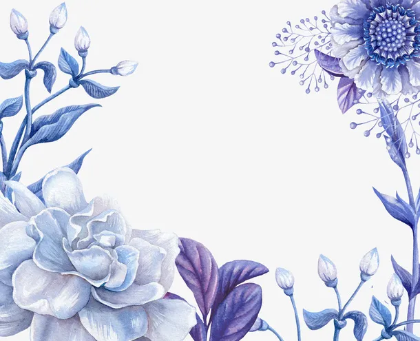蓝色的鲜花免抠