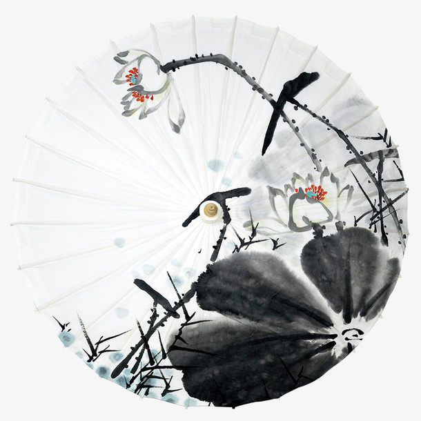 浅色古风古韵水墨伞免抠