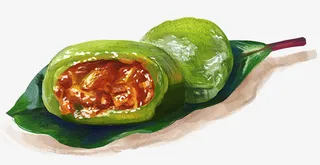 手绘水彩食物插图青团插画免抠
