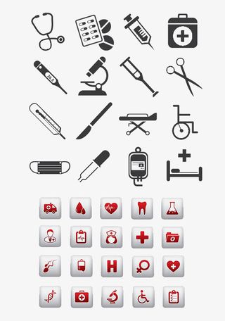 医疗扁平化小图标高清免扣素材免抠