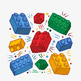 彩色乐高积木块无缝背景矢量图免抠手绘/卡通卡通元素