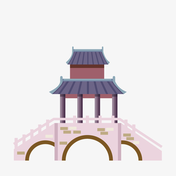 拱桥上的凉亭元素免抠图免抠