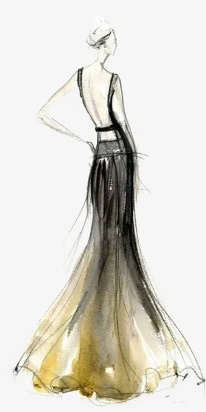 黑色唯美裸背女人素材免抠