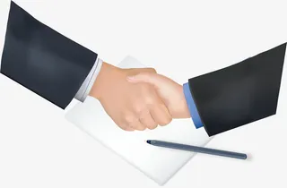 商务合作握手装饰图案免抠