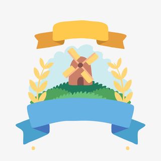 大风车卡通标签矢量图免抠