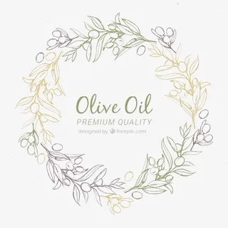 清新手绘圆形橄榄枝花环设计PNG免抠