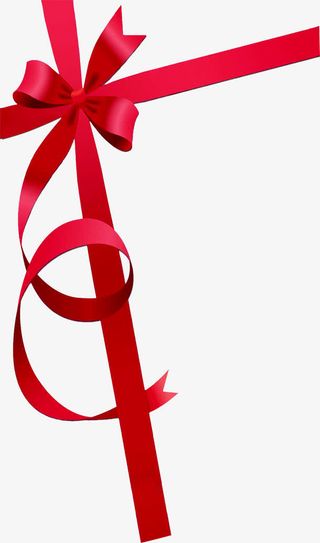 红色卡通丝带蝴蝶结装饰彩页活动免抠漂浮彩带元素