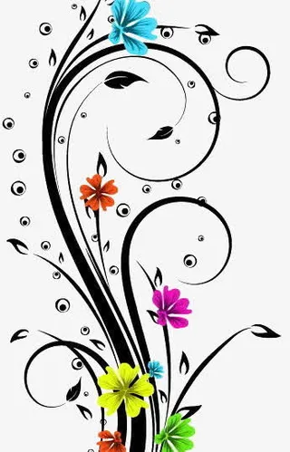 手绘花纹藤蔓免抠