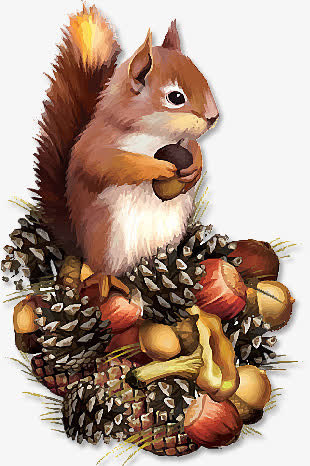 油画松鼠免抠
