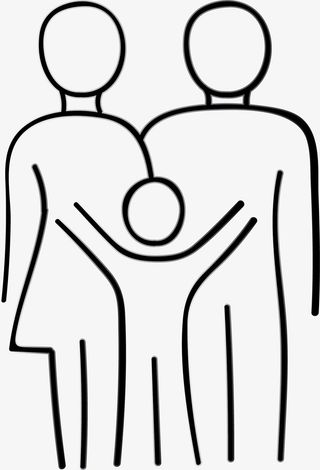 黑色线条过年一家人免抠