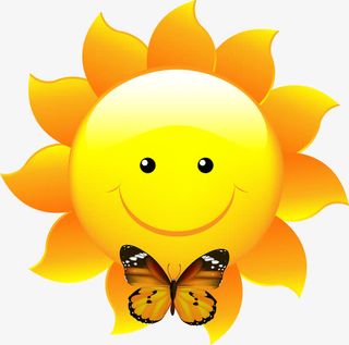 金色太阳与蝴蝶免抠