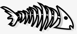 细长矢量卡通鱼刺免抠