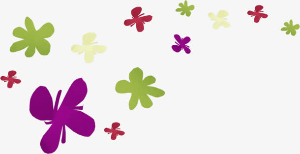 手绘红色绿色花瓣漂浮免抠