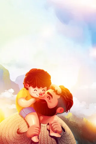 温馨亲子父爱父亲节海报高清