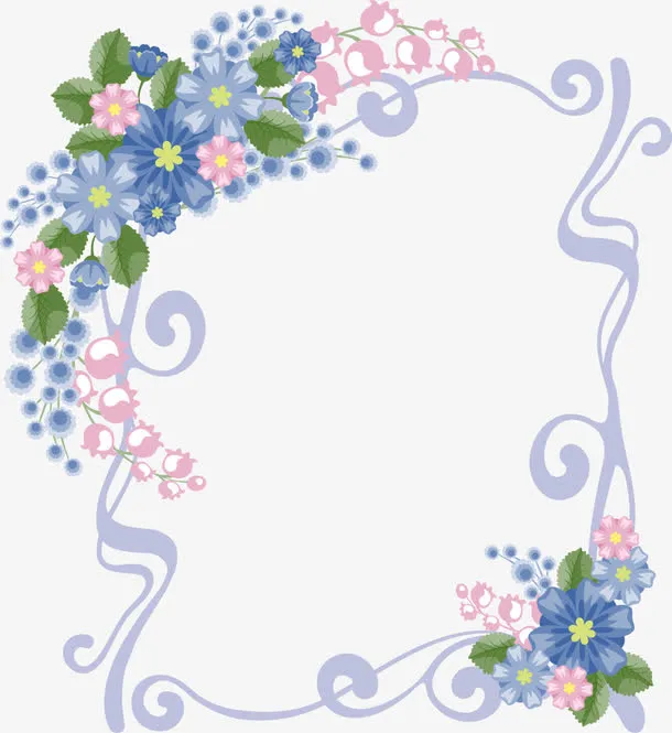 花边 手绘 花丛 边框 底纹免抠