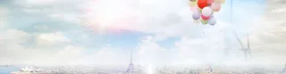 化妆品蓝天气球背景banner
