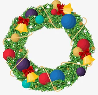 卡通圣诞节花环边框免抠