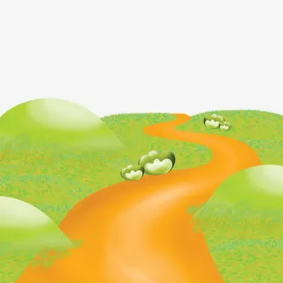 卡通手绘河流草地素材免抠