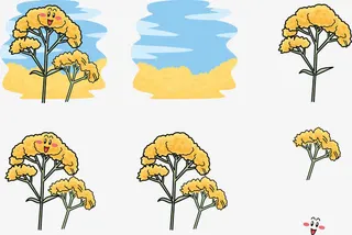 手绘油菜花免抠