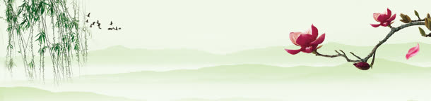 茶叶茶文化中国风垂柳山背景banner