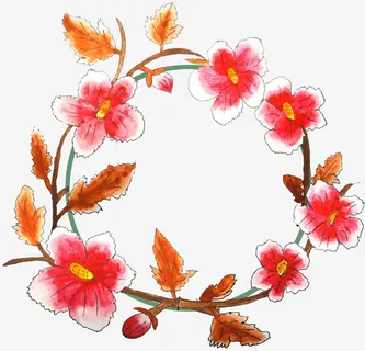 装饰彩绘鲜花边框素材免抠