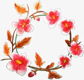 装饰彩绘鲜花边框素材免抠