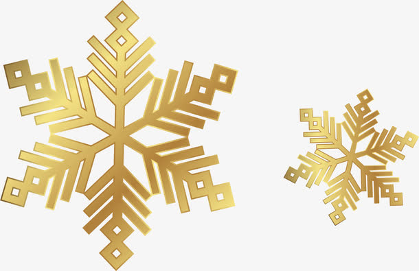 矢量手绘金色雪花免抠