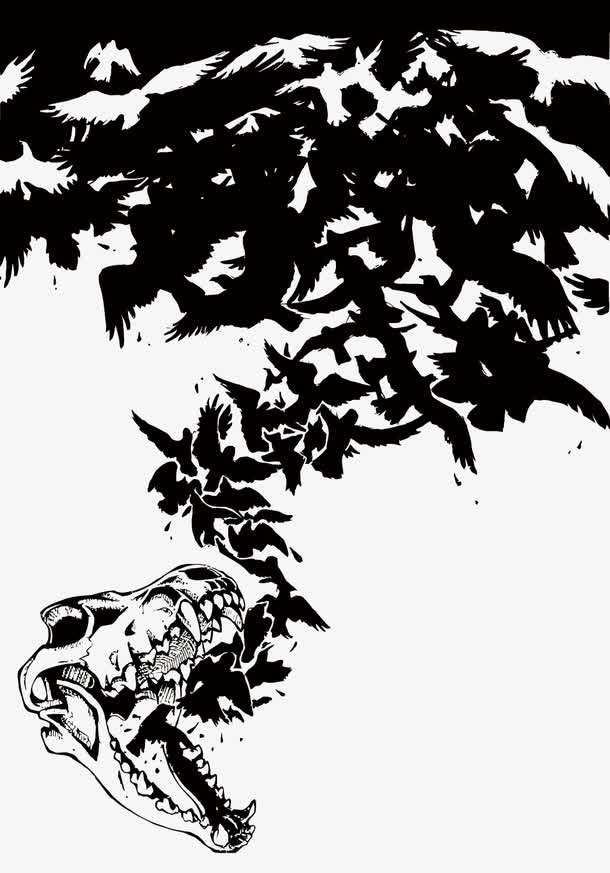矢量头骨和乌鸦免抠