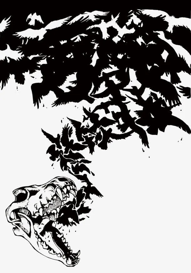 矢量头骨和乌鸦免抠