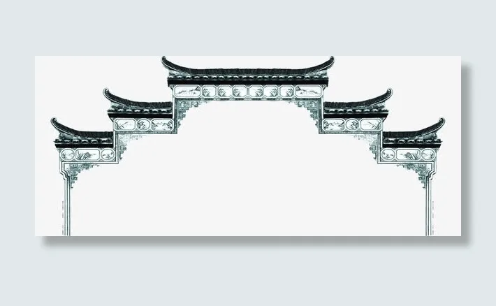 中国风门楼中秋素材免抠