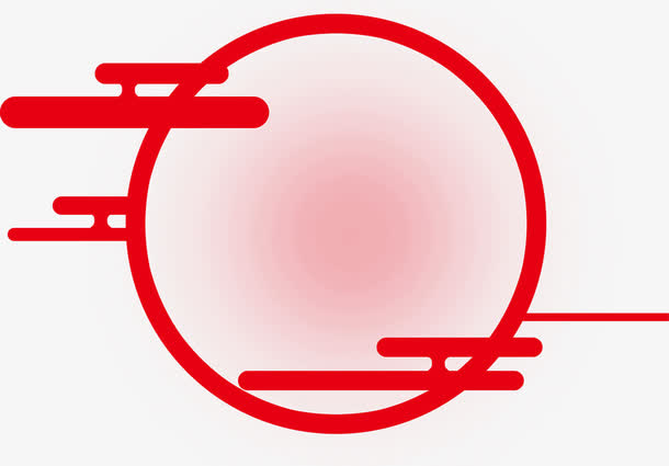红色中国风线条圆圈免抠