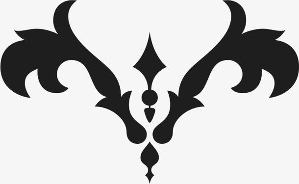 角花底纹花型对称平面图形免抠