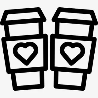 两杯咖啡的心图标免抠