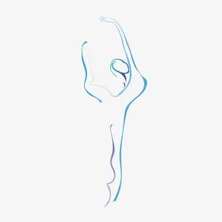 矢量蓝色人体线条舞蹈曲线免抠