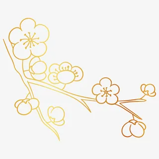 烫金梅花花卉素材免抠