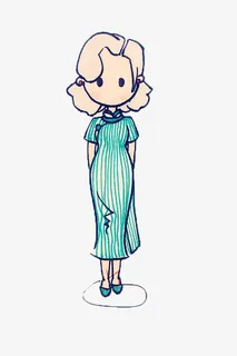 穿旗袍的可爱女人免抠