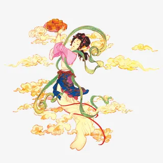 嫦娥奔月月饼装饰图案免抠