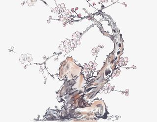 水墨梅花树免抠