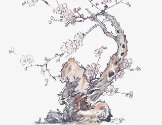 水墨梅花树免抠