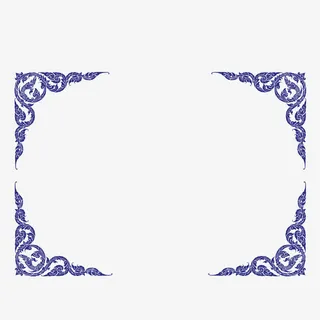 矢量蓝色青花瓷装饰边框免抠