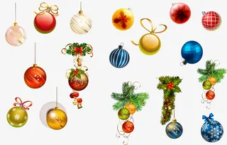 圣诞彩球装饰元素免抠