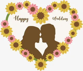 小雏菊爱心边框免抠